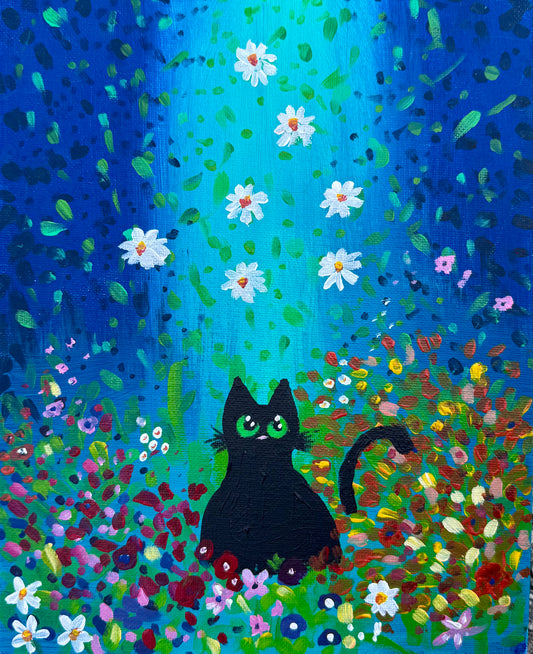 Adorable Cat Floral Painting: Heppner