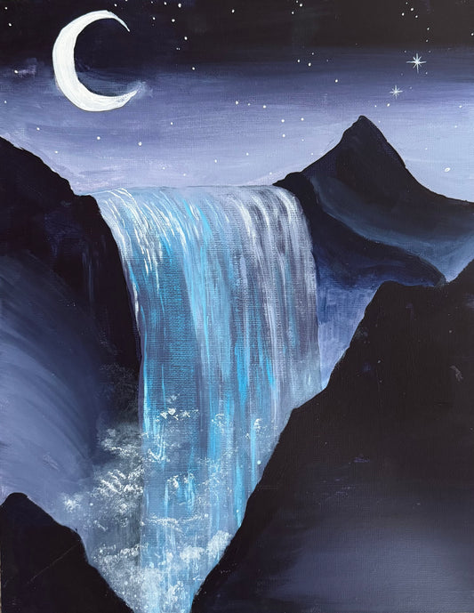 Enchanting Night Waterfall